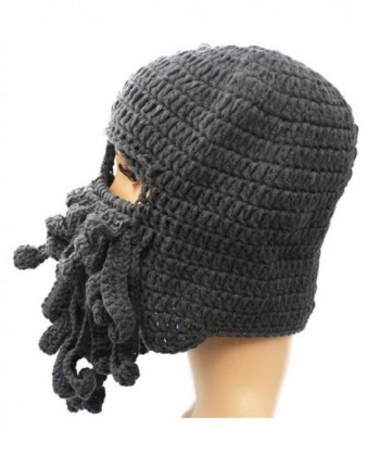 GIANCOMICS Funny Tentacle Octopus Beanie Crochet Knit Beard Hat Fisher Cap Wind Ski Mask - Grey - CM126NLKAUF
