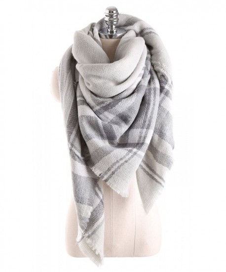 Ancia Women Tartan Scarf Stole Plaid Blanket Checked Scarves Wraps Shawl - Plaids Grey Grey - CW12MWYI3ST