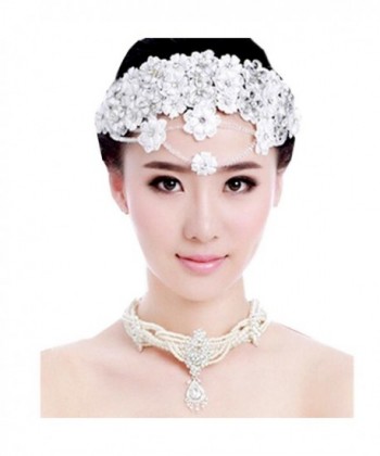 Wiipu Bride Diaries lace headpieces white flowers wedding hair accessories headdress(A1204) - CH186452TH2