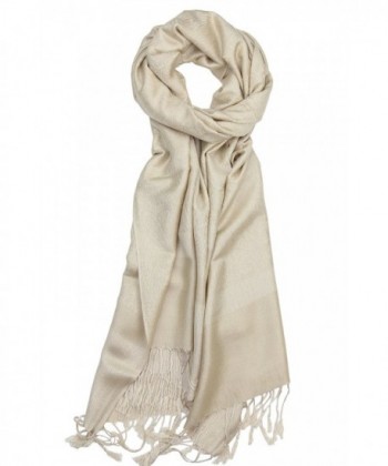 Achillea Two Tone Vintage Jacquard Paisley Pashmina Shawl Wrap Scarf - Champagne - CY185IEC6D4