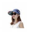 Women Girls Outdoor Open Baseball Cap with Flower and Pearl Roll-up Crochet Headwear - Blue - CJ17YHZSCHK