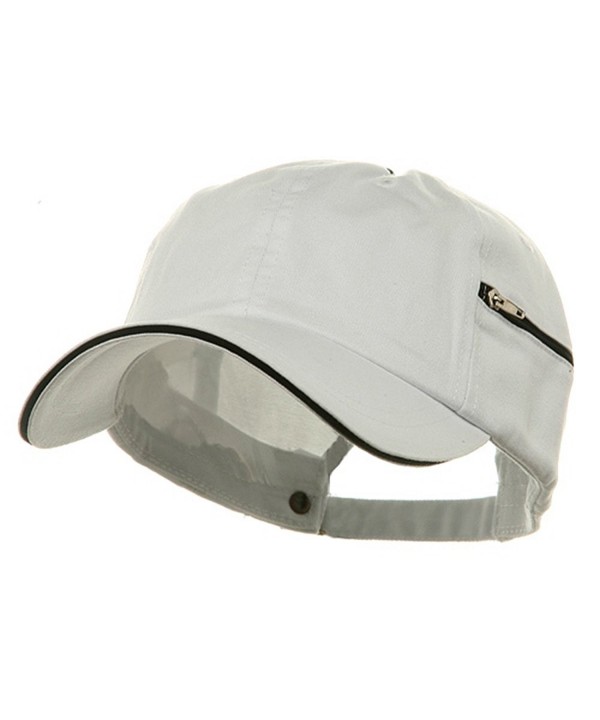 Low Profile Washed Side Zipper Pocket Cap - White Black - CW113HASN37