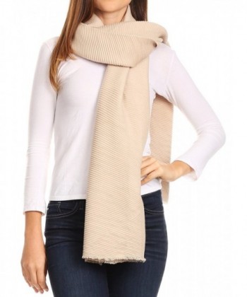 Sakkas Cara Pleated Crinkle Soft and Warm Shawl/ Wrap/ Stole - Beige - CI185QKT4IU