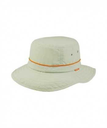 Juniper Taslon UV Bucket Cap with Orange Piping - Khaki with Red Piping - C411LV4GO97