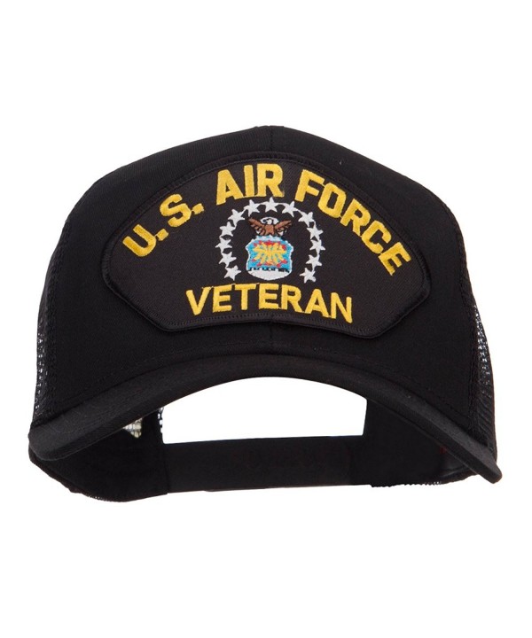 E4hats US Air Force Veteran Military Patched Mesh Cap - Black - C9124YMFN2B