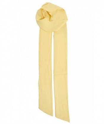 ScarvesMe Skinny Solid Tie Neck Sash Scarf - Yellow - CI12CMMKQWR