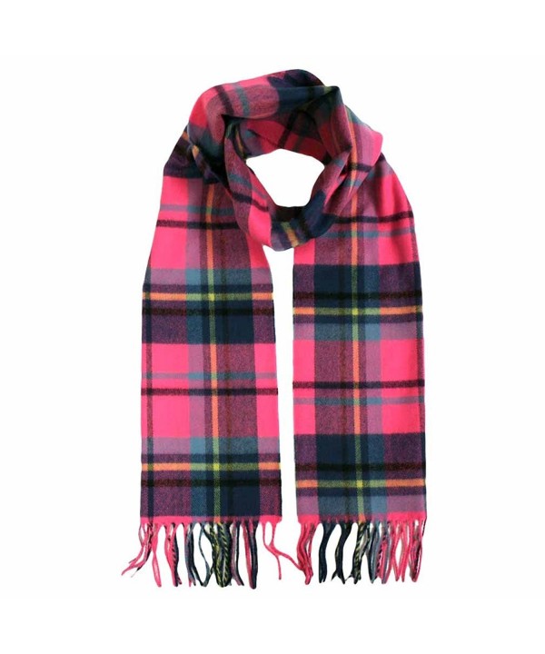 Pink & Blue Cashmere Feel Long Unisex Plaid Scarf - C1116QXMHF3