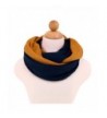 Two-Tone Winter Knit Warm Infinity Circle Scarf - Different Colors Available - Navy/Mustard - C211I7EQ9ML