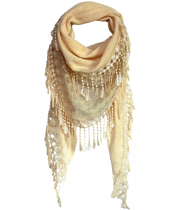 KMystic Lace Triangle Sheer and Winter Scarf - Winter Cream - CU11NS6OD8Z