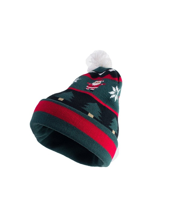 Capelli Santa Christmas Cuff Hat: Holiday Santa's Beanie- Pom Pom- One Size - Black Combo - C9127Y5I8WH