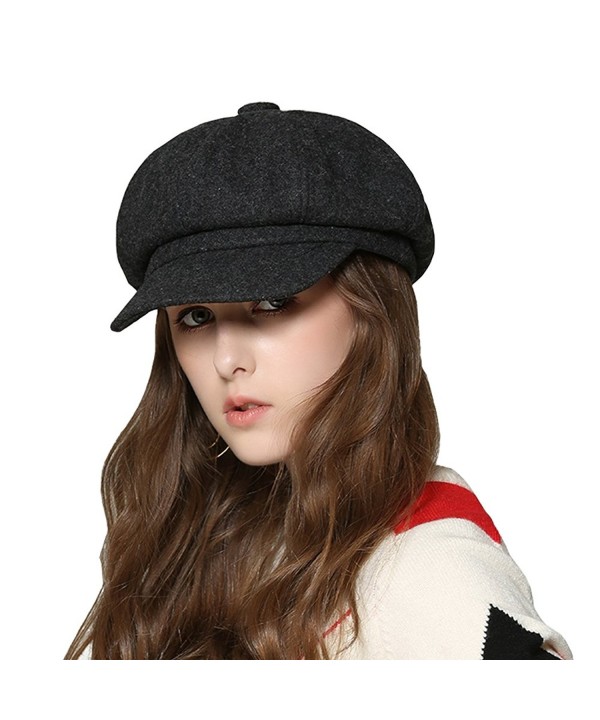 Womens Newsboy Hat Beret Cap Visor Hats for Ladies Wool Newsboy Beret Cap - Dark Gray - CA1879DX4K5