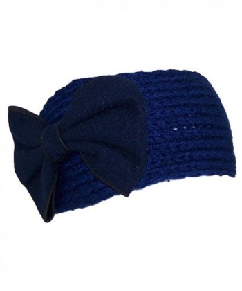 Best Winter Hats Womens Knit Headband W/Large Bow (One Size) - Navy - C6125Y2ELCN