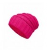 Lemef Soft Stretch Cable Knit Beanie Slouchy Skull Cap Warm Winter Hat - Rose Red - CI188ULTSUY