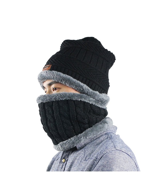 Beanie Hat Scarf Set Thick Knit Hat Warm Fleece Lined Scarf Winter Hats Snow Ski Skull Cap for Men Women - CA187WKQW80