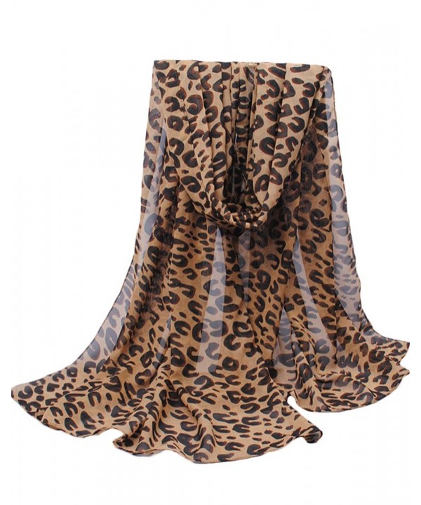 Minibee Women Chiffon Print Shawl Scarf - Coffee Color - CV11Y4L1XTF