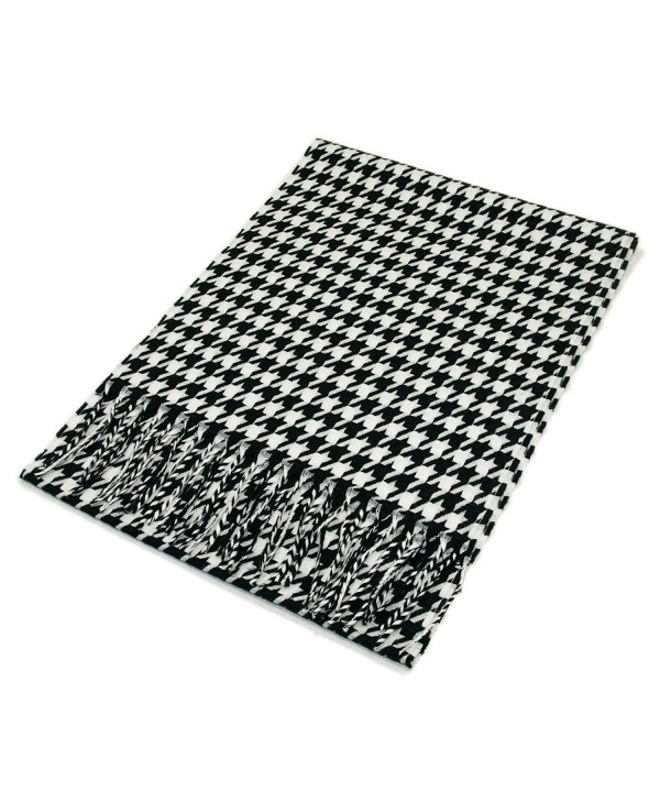 Classic Premium Unisex Houndstooth Winter Fringe Scarf - Different Colors Available - Black/White - CD115KISEXT