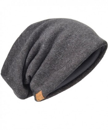 FORBUSITE Men Oversize Skull Slouch Beanie Large skullcap Knit Ski Hat B08 - Dark Gray-010b - CS126KEM919