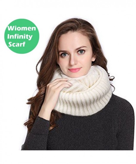 Women Infinity Scarf Circle Loop Winter Thick Knitted Scarves Fashion Soft - Flat-white - CE186YIWUZ3