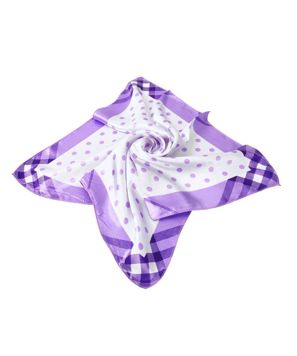 Premium Silk Feel Polka Dots Square Satin Scarf 20" - Different Prints Available - Lavender - C9126HAJXPF