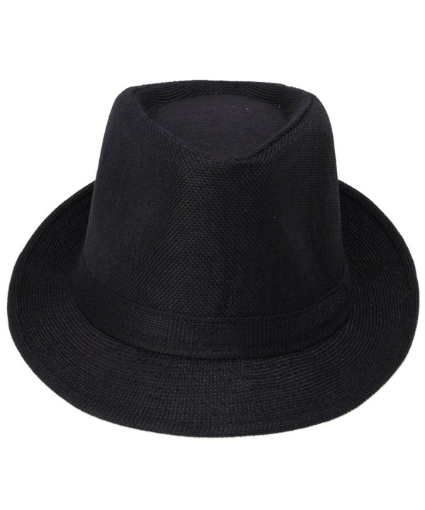 JTC Fedoras Gangster Summer Hat Jazz Caps Black - CN11KYC36UR