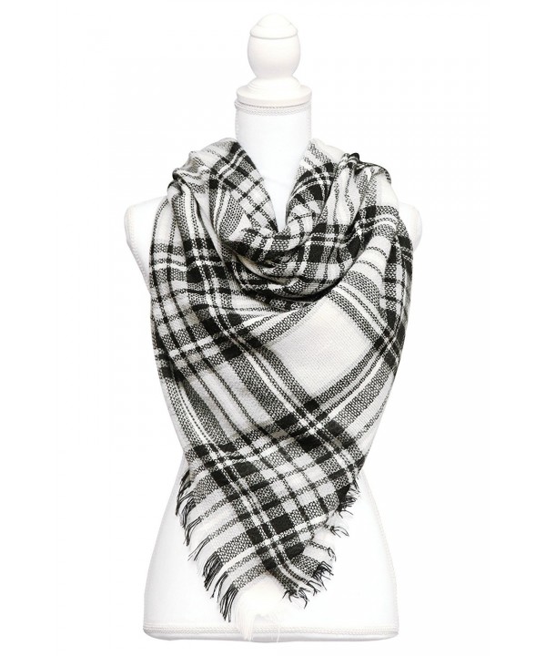 White/Black Tartan Womens Fashion Warm Winter Blanket Scarf Funky Monkey Scarves - CV1874TWNNG