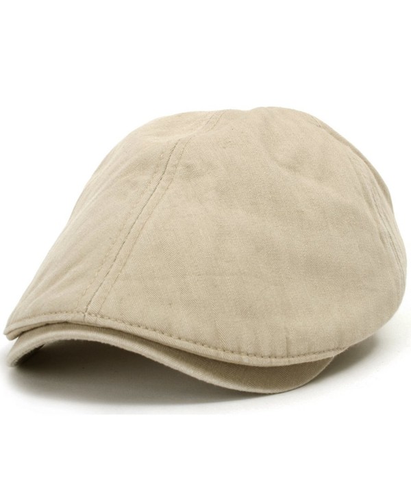 ililily Washed Cotton Flat Cap Cabbie Hat Gatsby Ivy Irish Hunting Newsboy Stretch - Xl-cream Beige - C3183M34XWS