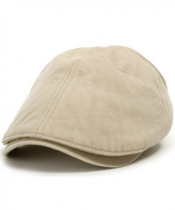 ililily Washed Cotton Flat Cap Cabbie Hat Gatsby Ivy Irish Hunting Newsboy Stretch - Xl-cream Beige - C3183M34XWS