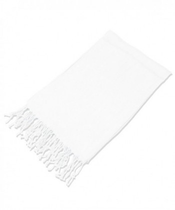 Leisureland Unisex Viscose Solid Color Fringe Scarf 24"x68" - White - CL11B6ZILGZ