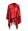 Colorful House Womens Winter Soft Tarten Plaid Scarf Blanket Shawl Wrap - Button Style (Red) - CT129IS7JF5