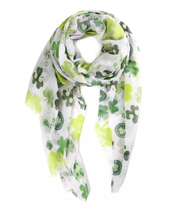 St Patrick's Day Green Clover Shamrock Party Holiday Oblong Scarf. - Large Clover-white - CT17XHSXHA8