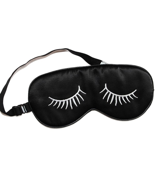 CSM Women's 100% Silk Cute Sleep Eye Mask - Black - CD126S0DVIF