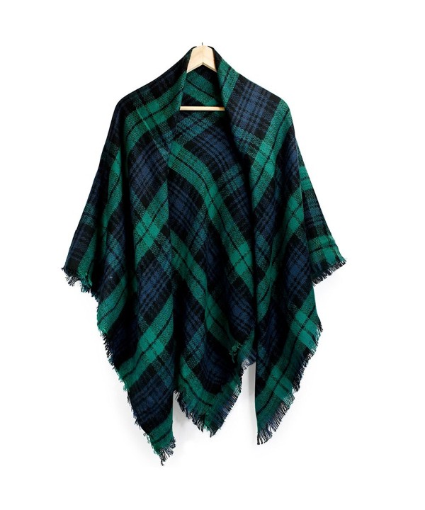 Oct17 Women Cashmere Like Scarf Plaid Winter Shawl Wrap Scarves Fashion Large - Green - CE1889YNY47