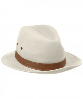 Dorfman Pacific Men's One-Piece Canvas Faux Leather-Trim Safari Hat - Putty - CJ119EX8387