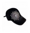 Olive & Pique Women's Large AB Iridescent Crystal Flower Distressed Baseball Cap - Black - CX17Y0XWM9H