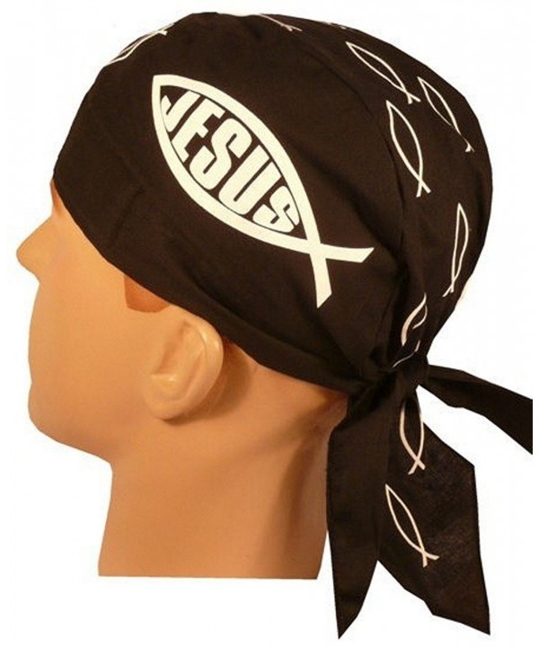 Skull Cap Biker Caps Headwraps Doo Rags - Christian Fish/Jesus - CI12ELHOOSD