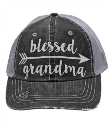 Cowgirl West Blessed Grandma Arrow Glittering Distressed Trucker Style Cap Hat Rocks any Outfit - Grandma - CM17YDZI4DU