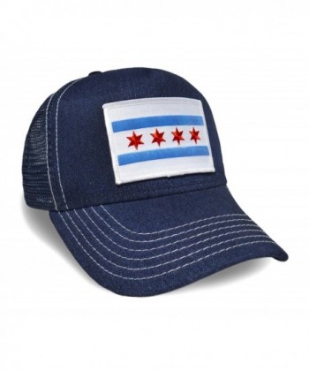 Strange Cargo Chicago Flag Denim Contrast Stitch Baseball Cap Hat - CA12O8PEBUL