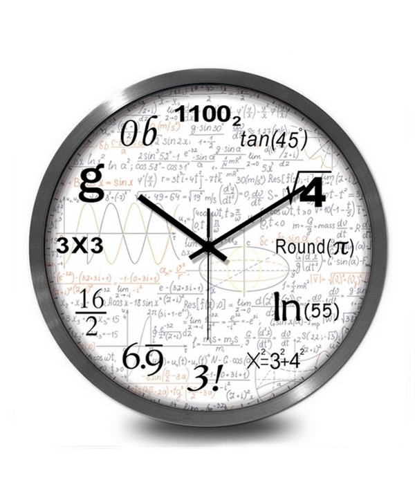 Math Clock - Unique Wall Clock - Each Hour Marked By a Simple Math Equation - 12 Inch - Sliver - CV12O0F1V7U
