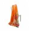 Poliking Peacock Feather Printed Orange Feather in Fashion Scarves