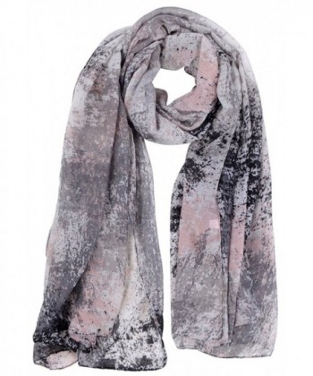 Salutto Womens Polyester Voile Scarf Graffiti Pattern Soft Fashion Scarves Shawl Wrap - Grey - CY12KV0JWGX