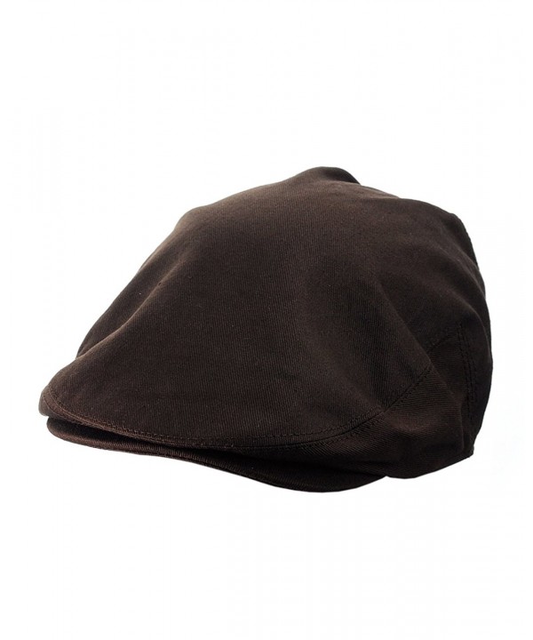 NYFASHION101 Men's Solid Color Cotton Elastic Buttoned Bill Newsboy Ivy Cap - Brown - C111Y7EK7P5