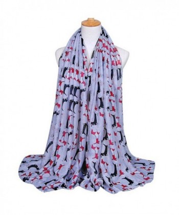 Hunzed Womens Long Cute Dog Print Scarf Wraps Shawl Scarf - Gray - C512O85T8WS