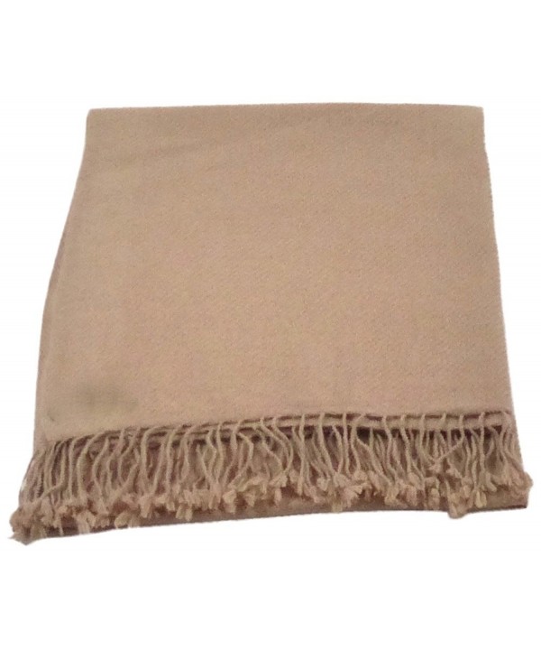 CJ Apparel Solid Color Design 100% High Grade Wool 2 Ply Shawl Pashmina Scarf NEW - Brown - C212F62Z0XZ