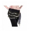 Women Chiffon Dangling 3 Rows Gold Coins Hip Scarf Wrap Belt for Belly Dancing - Black-2 - CV189O3TIDN