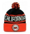 American Cities California Republic Cuff Beanie Cable Knit Pom Pom Hat Cap - Black Orange - C111O97G8KX