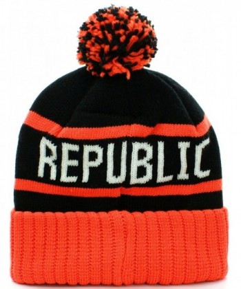 California Republic Cuff Beanie Knit Pom Pom Hat Cap Orange C111O97G8KX