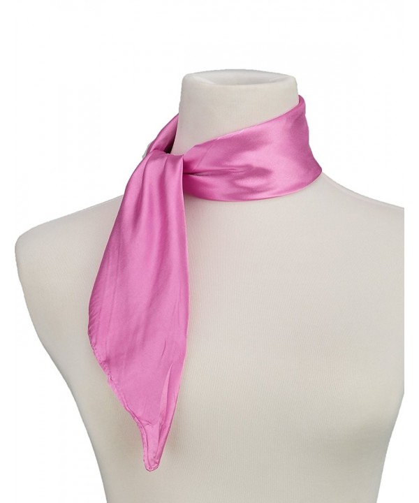 Silk Feel Soft Satin Square Scarf Head Neck Multiuse Solid Colors Available - Deep Pink - CX12DURQ0PZ
