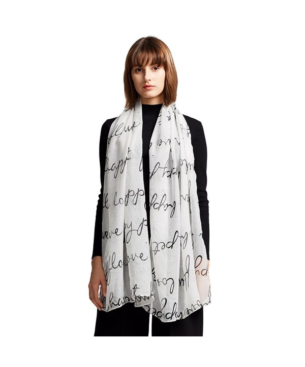 MaaMgic Womens Winter Large Long Love Pattern Scarf Ladies Scarf Wrap - White - CN185DXNCT0