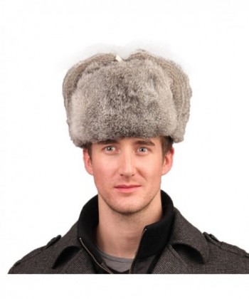 URSFUR Men's Rabbit Full Fur Russian Ushanka Trooper Hats Multicolor - Gray - CR11MBTZZU5