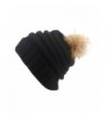 Caribbean Touch Women's Knit Slouchy Beanie Hat With Pom Pom Fur - Black - CD12NBAIVD5